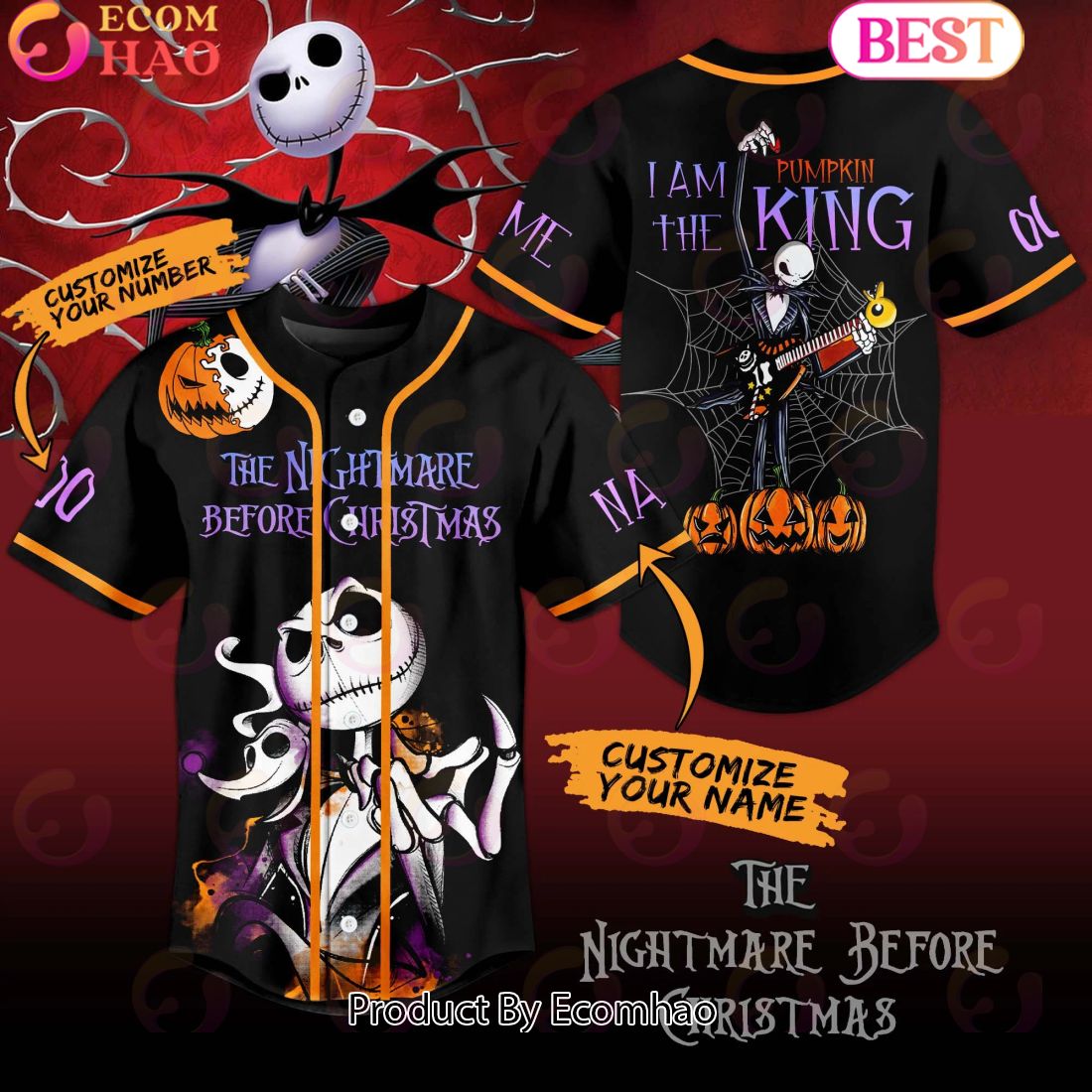 Customize Your Number The Nightmare Before Christmas I Am The Pumpkin King Baseball Jersey