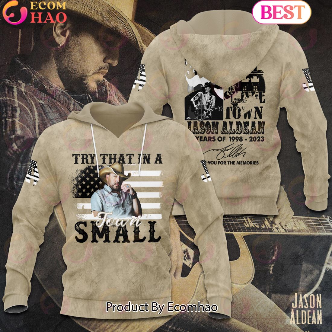 Try That In A Small Town Jason Aldean 25 Years Of 1998 – 2023 Thank You For The Memories 3D T-Shirt