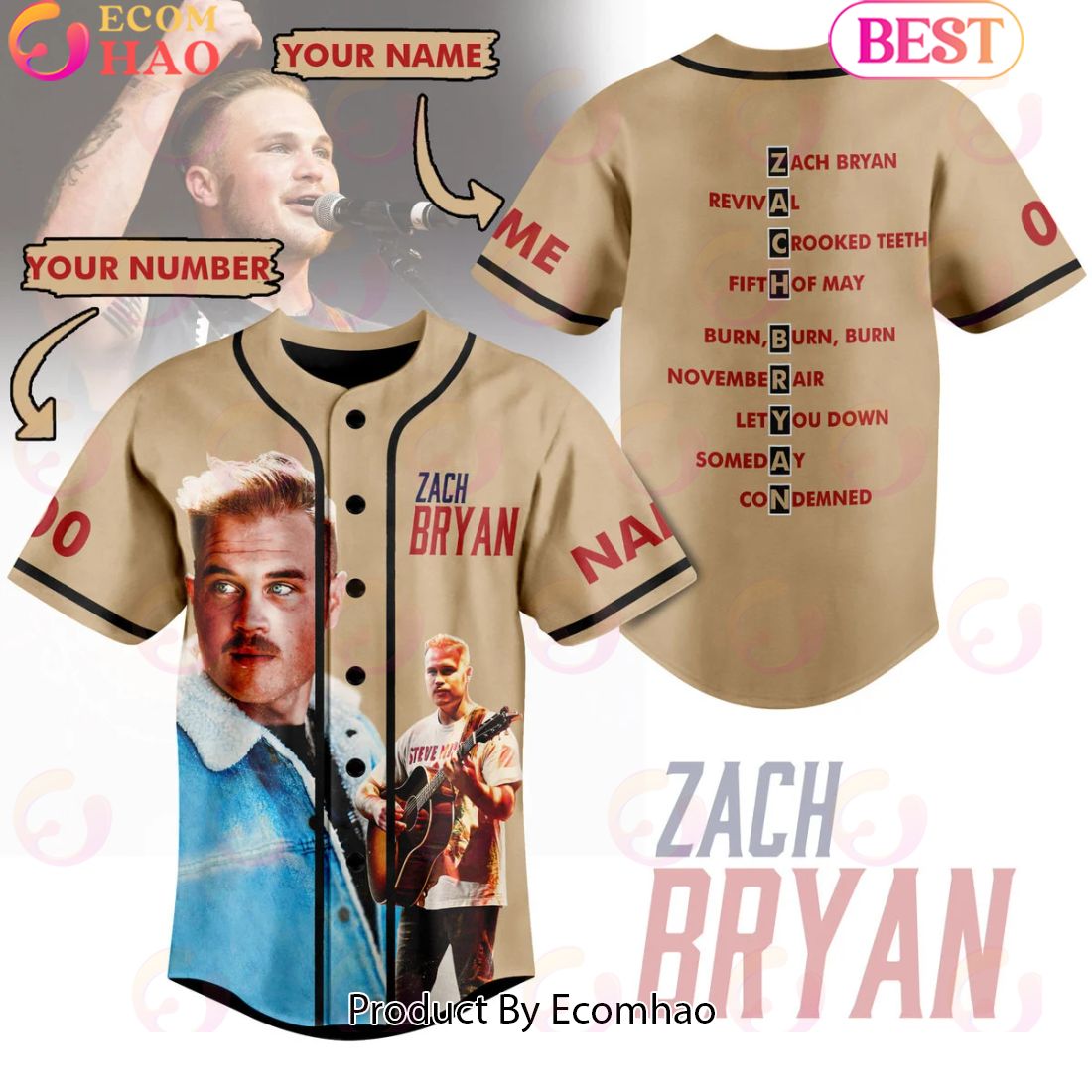 Custom Your Name And Number List Of Song – Zach Bryan Baseball Jersey