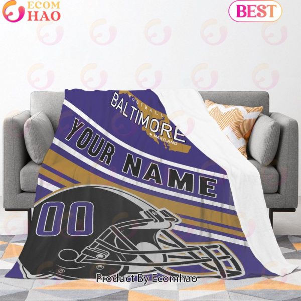 Personalized Football BALTIMORE Custom Fans Add Name Number Blanket