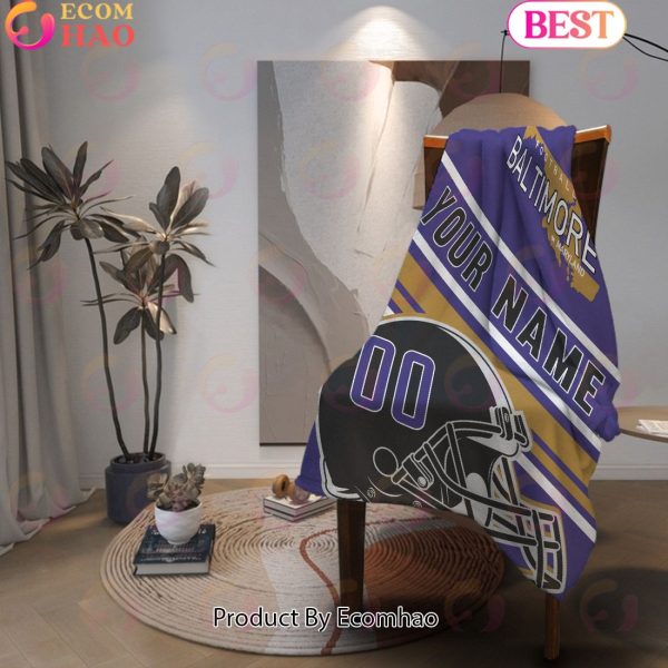 Personalized Football BALTIMORE Custom Fans Add Name Number Blanket