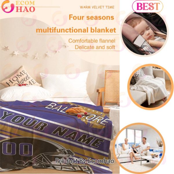 Personalized Football BALTIMORE Custom Fans Add Name Number Blanket