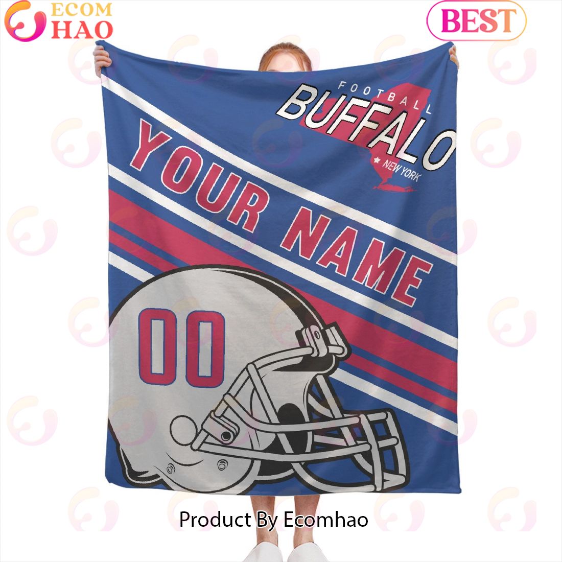 Personalized Football CINCINNATI Custom Fans Add Name Number Blanket