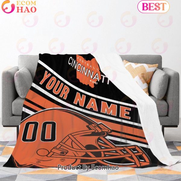 Personalized Football CINCINNATI Custom Fans Add Name Number Blanket