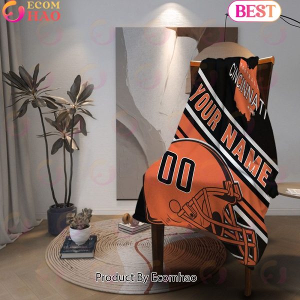 Personalized Football CINCINNATI Custom Fans Add Name Number Blanket