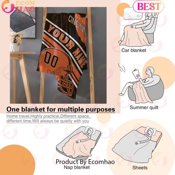 Personalized Football CINCINNATI Custom Fans Add Name Number Blanket