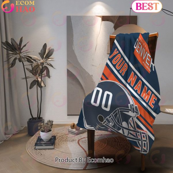 Personalized Football DENVER Custom Fans Add Name Number Blanket