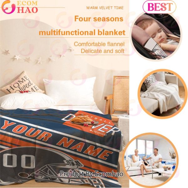 Personalized Football DENVER Custom Fans Add Name Number Blanket