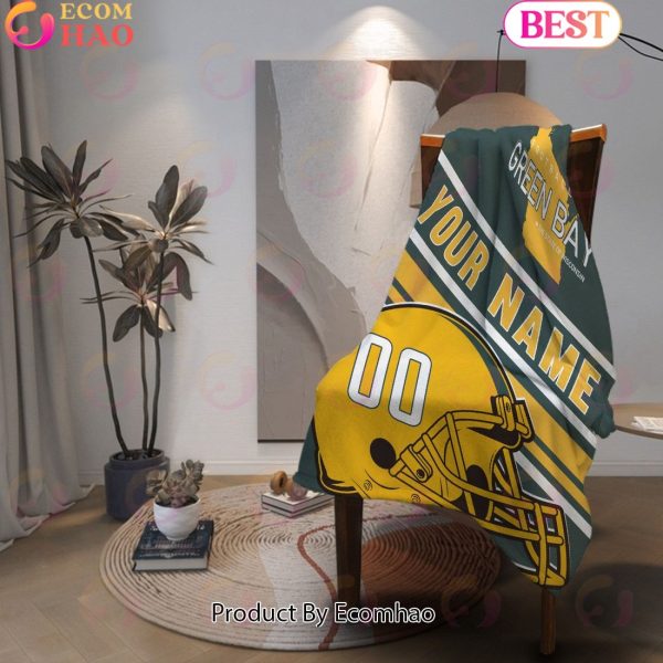 Personalized Football GREEN BAY Custom Fans Add Name Number Blanket