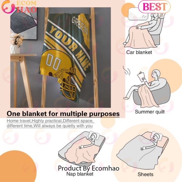 Personalized Football GREEN BAY Custom Fans Add Name Number Blanket