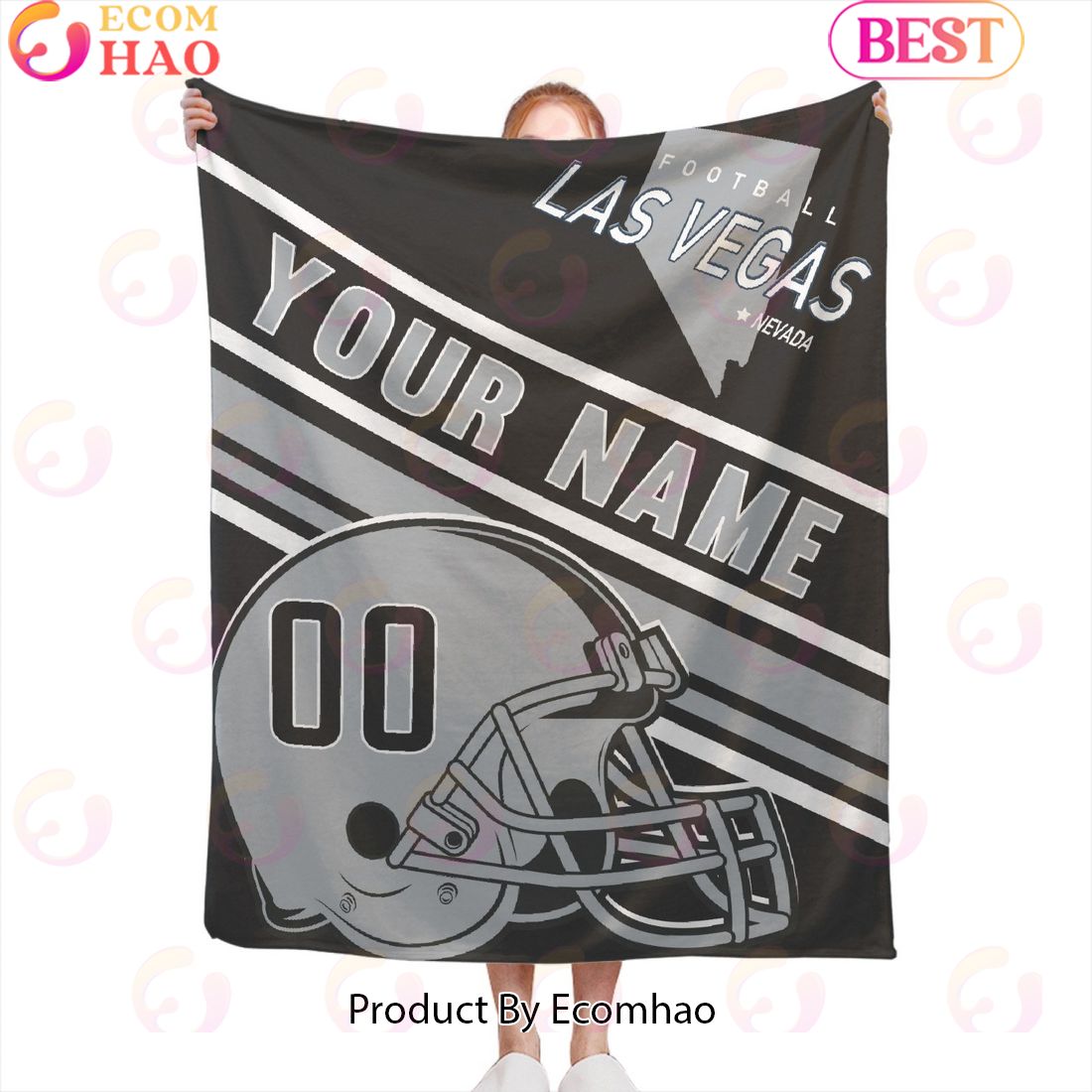 Personalized Football LAS VEGAS Custom Fans Add Name Number Blanket