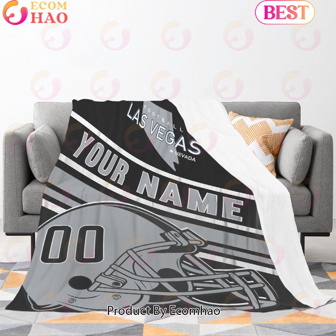 Personalized Football LAS VEGAS Custom Fans Add Name Number Blanket