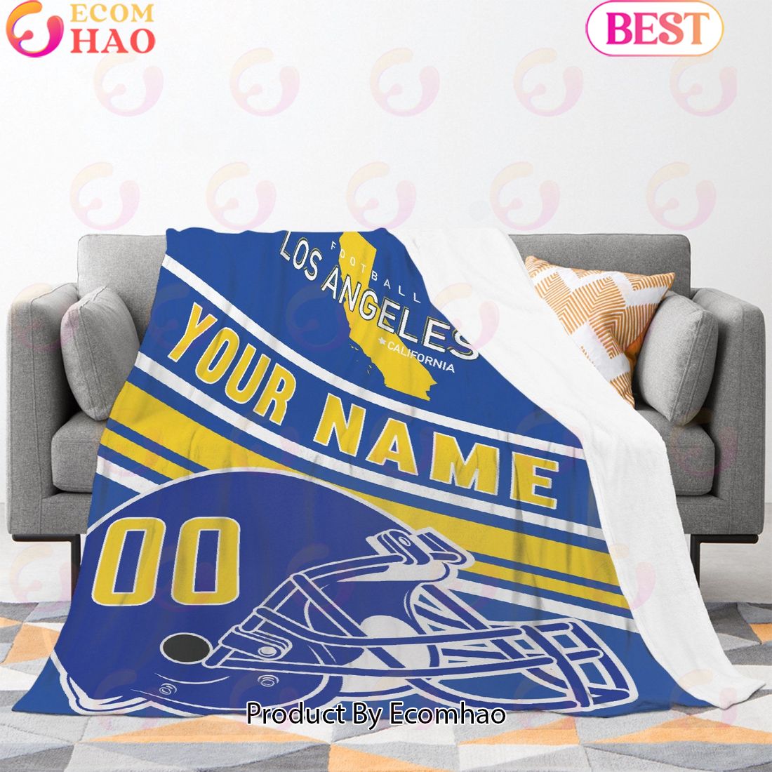 Personalized Football Los Angeles Custom Fans Add Name Number Blanket