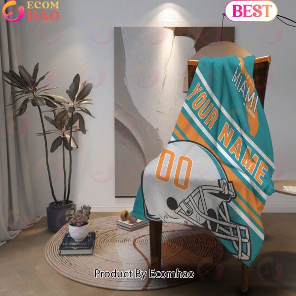 Personalized Football MIAMI Custom Fans Add Name Number Blanket