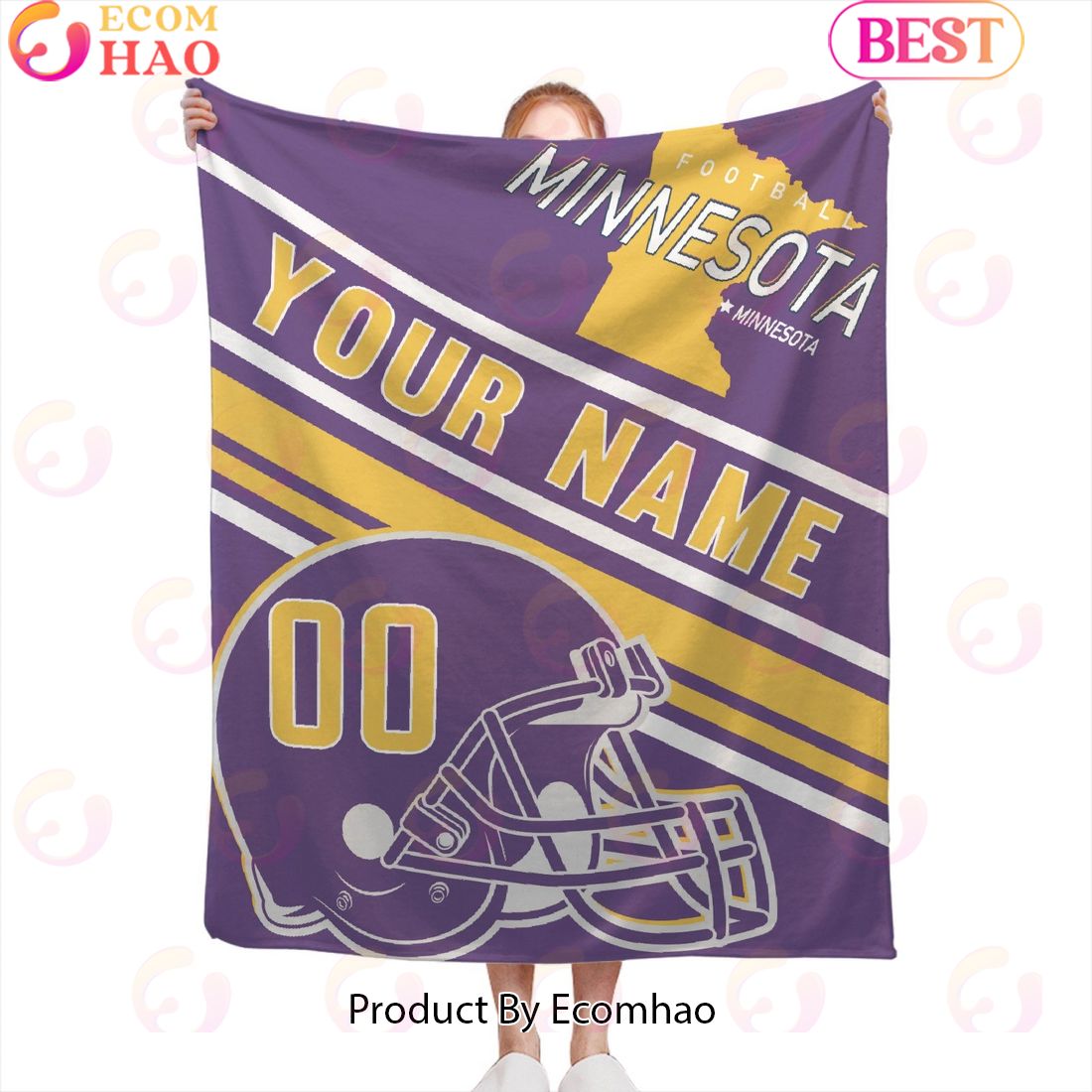 Personalized Football MInnesota Custom Fans Add Name Number Blanket