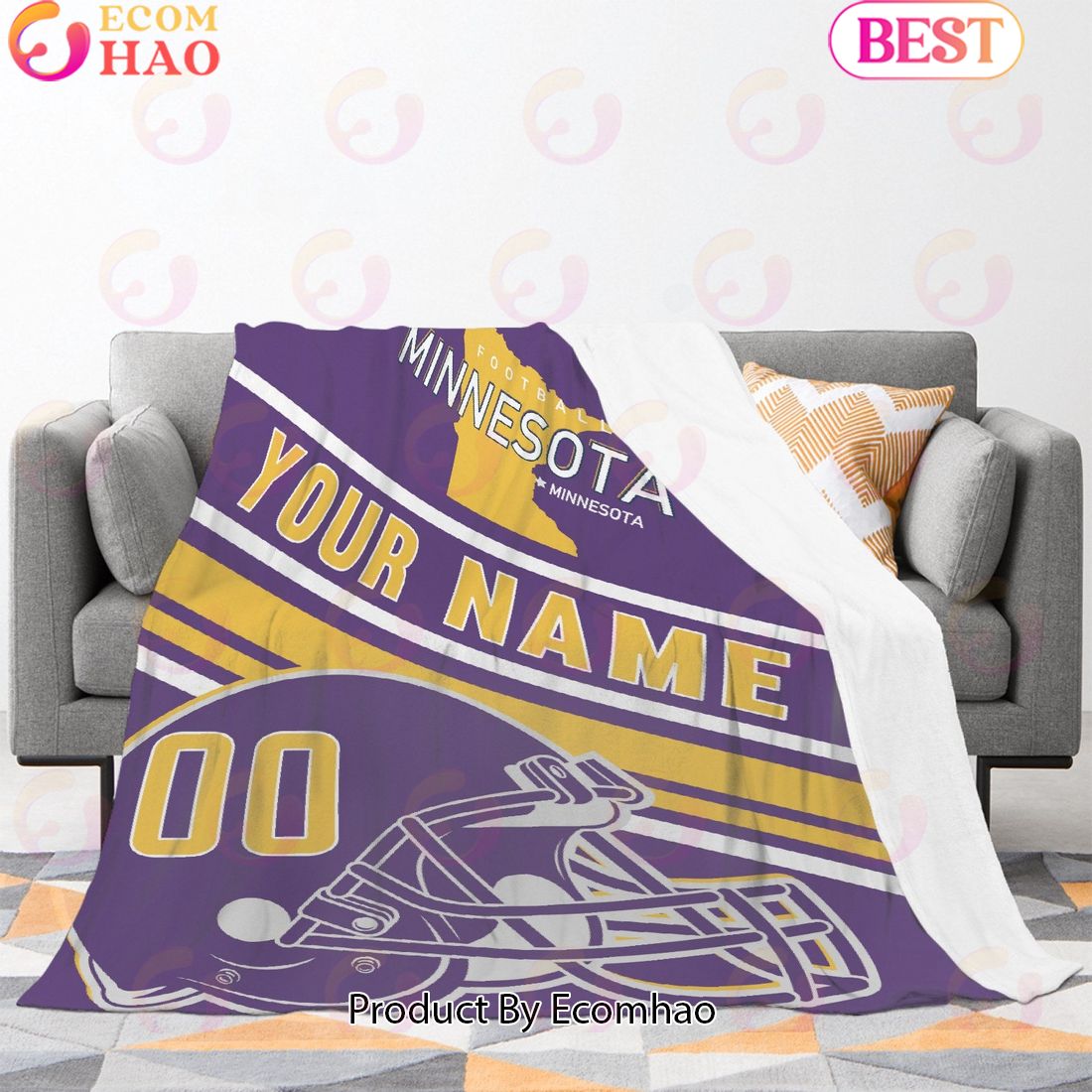 Personalized Football MInnesota Custom Fans Add Name Number Blanket