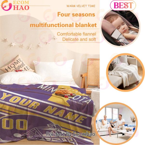 Personalized Football MInnesota Custom Fans Add Name Number Blanket