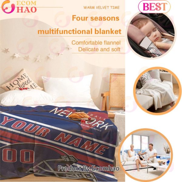 Personalized Football NEW YORK Custom Fans Add Name Number Blanket