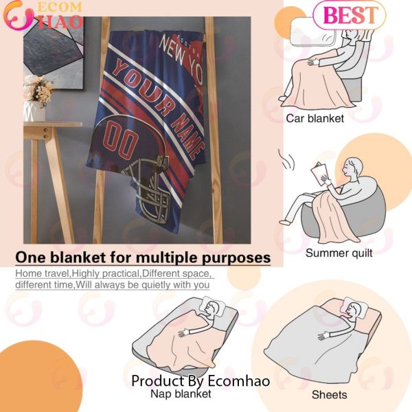 Personalized Football NEW YORK Custom Fans Add Name Number Blanket