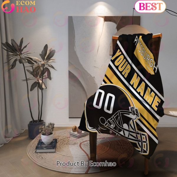 Personalized Football PITTSBURGH Custom Fans Add Name Number Blanket