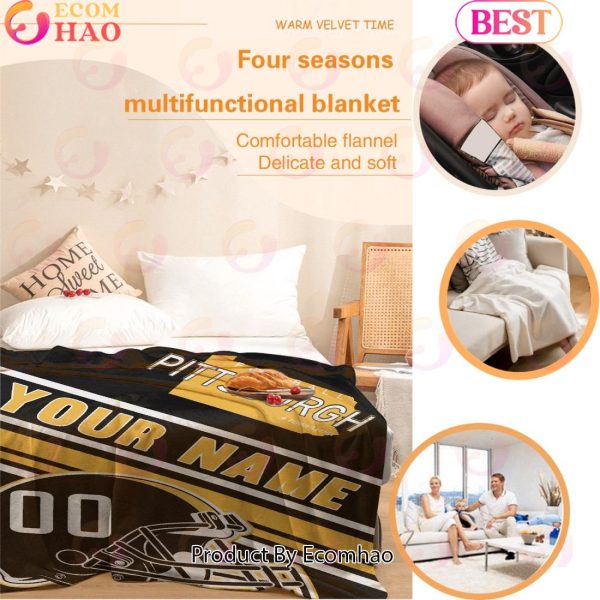 Personalized Football PITTSBURGH Custom Fans Add Name Number Blanket