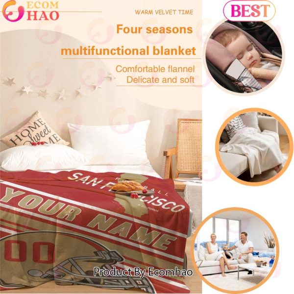 Personalized Football SAN FRANCISCO Custom Fans Add Name Number Blanket