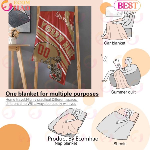 Personalized Football SAN FRANCISCO Custom Fans Add Name Number Blanket