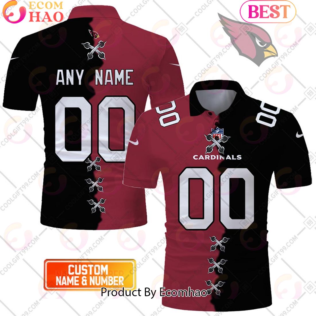 Personalized NFL Atlanta Falcons Mix Jersey Style Polo Shirt