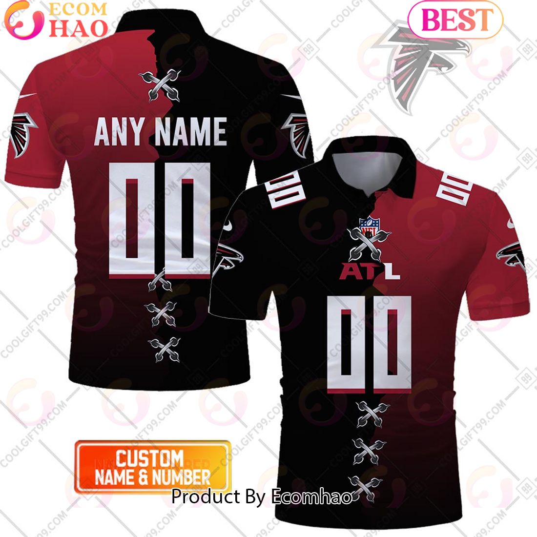 Personalized NFL Chicago Bears Mix Jersey Style Polo Shirt