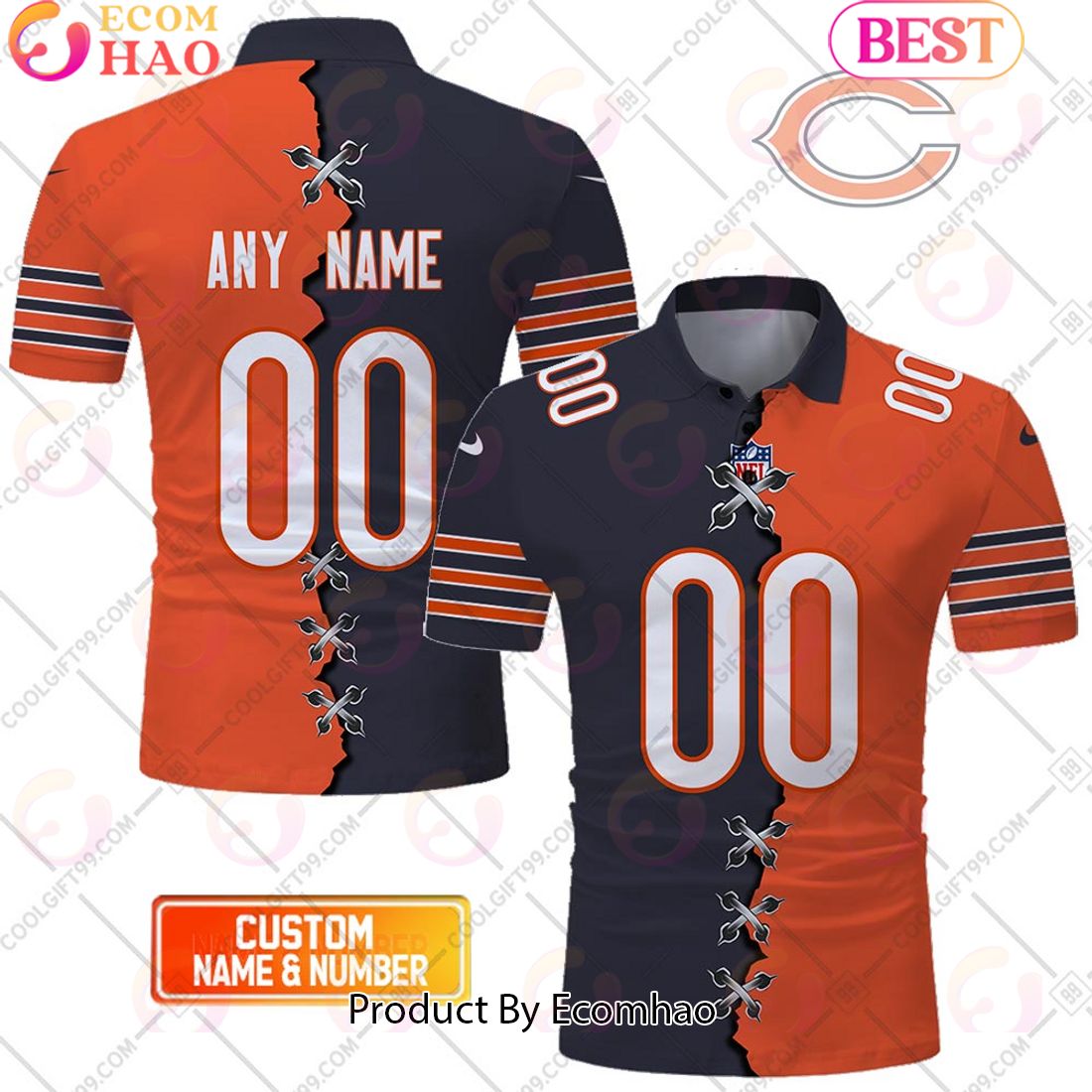 Personalized NFL Denver Broncos Mix Jersey Style Polo Shirt