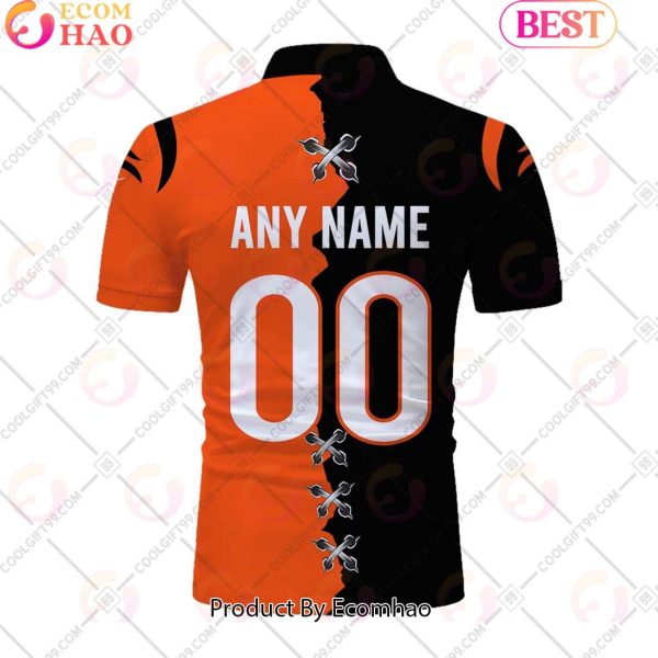 Personalized NFL Cincinnati Bengals Mix Jersey Style Polo Shirt