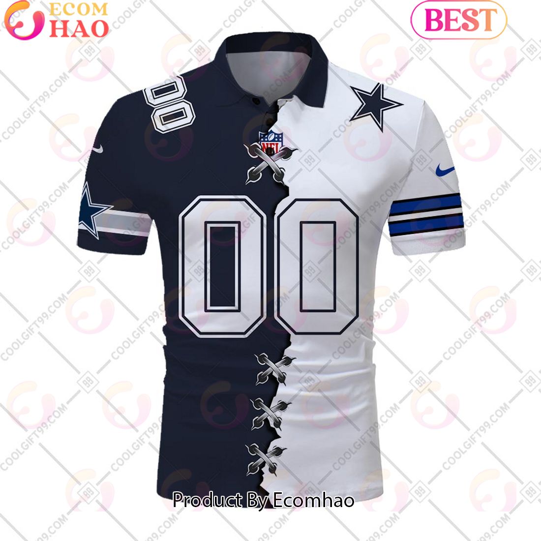 Personalized NFL Dallas Cowboys Mix Jersey Style Polo Shirt