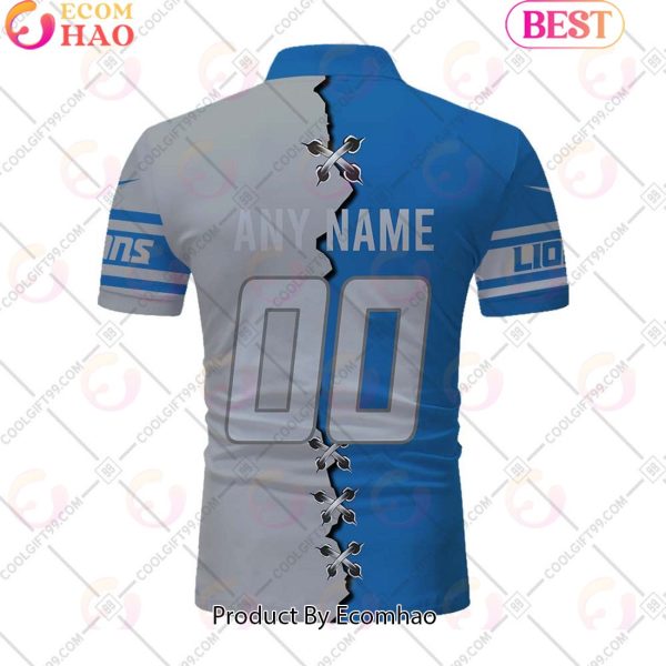 Personalized NFL Detroit Lions Mix Jersey Style Polo Shirt