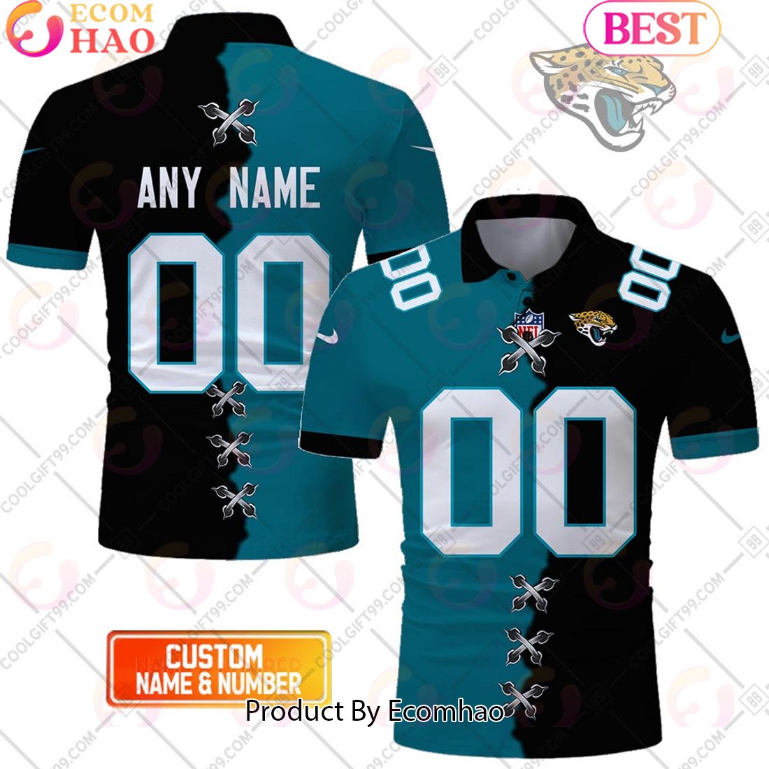 Personalized NFL Denver Broncos Mix Jersey Style Polo Shirt