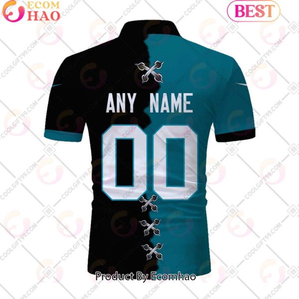 Personalized NFL Jacksonville Jaguars Mix Jersey Style Polo Shirt