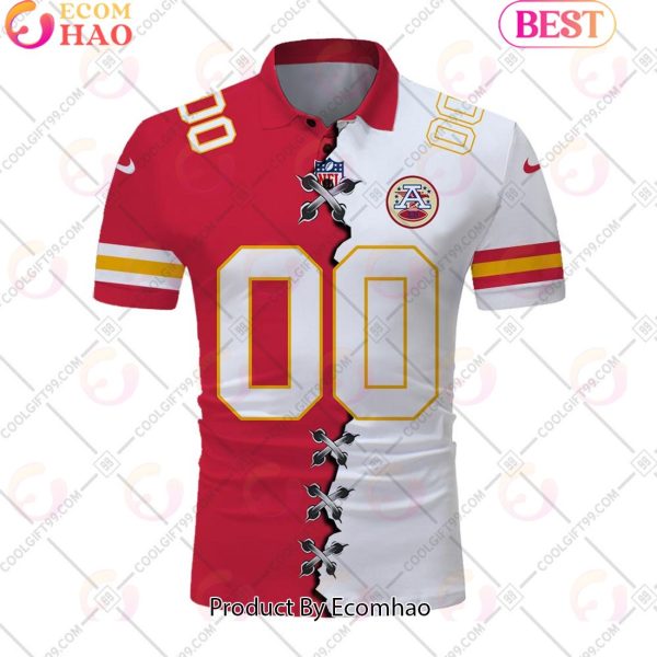 Personalized NFL Kansas City Chiefs Mix Jersey Style Polo Shirt