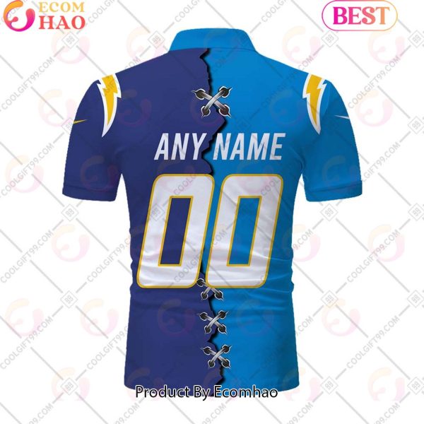 Personalized NFL Los Angeles Chargers Mix Jersey Style Polo Shirt