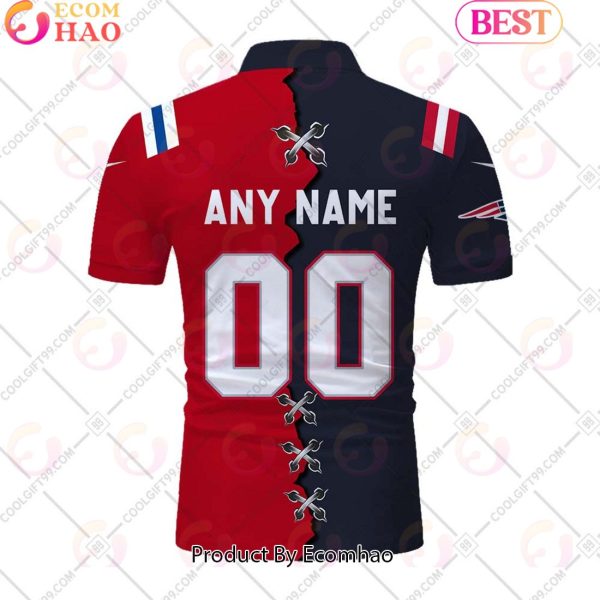 Personalized NFL New England Patriots Mix Jersey Style Polo Shirt