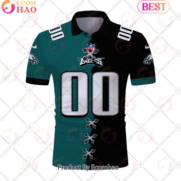 Personalized NFL Philadelphia Eagles Mix Jersey Style Polo Shirt