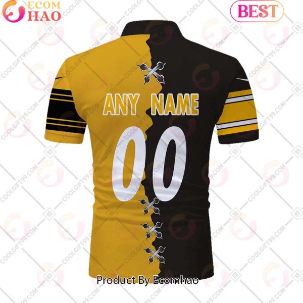 Personalized NFL Pittsburgh Steelers Mix Jersey Style Polo Shirt