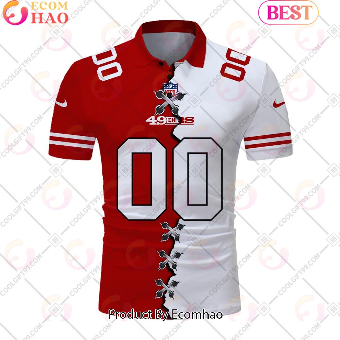 Personalized NFL San Francisco Mix Jersey Style Polo Shirt