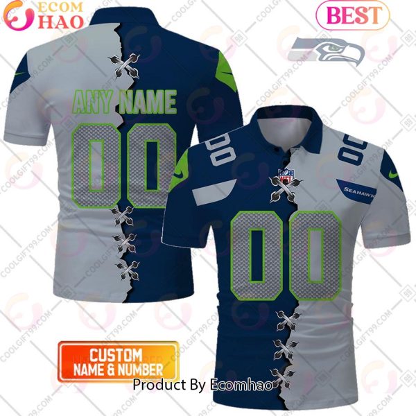 Personalized NFL Seattle Seahawks Mix Jersey Style Polo Shirt