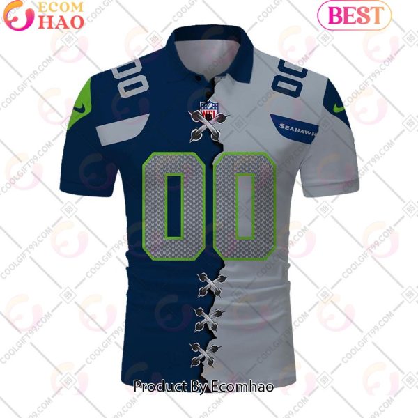 Personalized NFL Seattle Seahawks Mix Jersey Style Polo Shirt