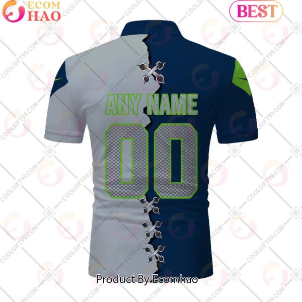 Personalized NFL Seattle Seahawks Mix Jersey Style Polo Shirt
