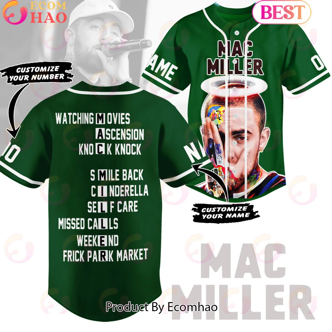 Customize Your Name And Number List Of Songs By Mac Miller Baseball Jersey