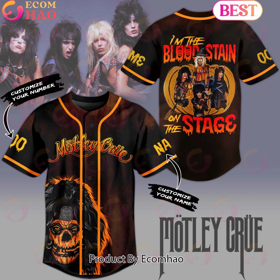 Customize Your Name And Number Motley Crue I’m The Blood Stain On The Stage Baseball Jersey