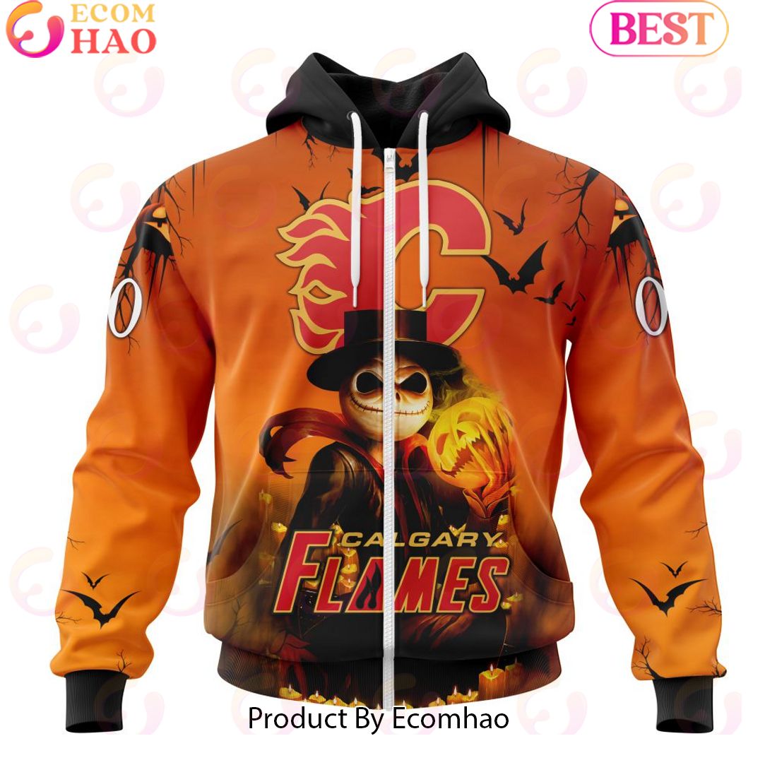 NHL Calgary Flames X Jack Skellington Special Halloween Concepts 3D Hoodie