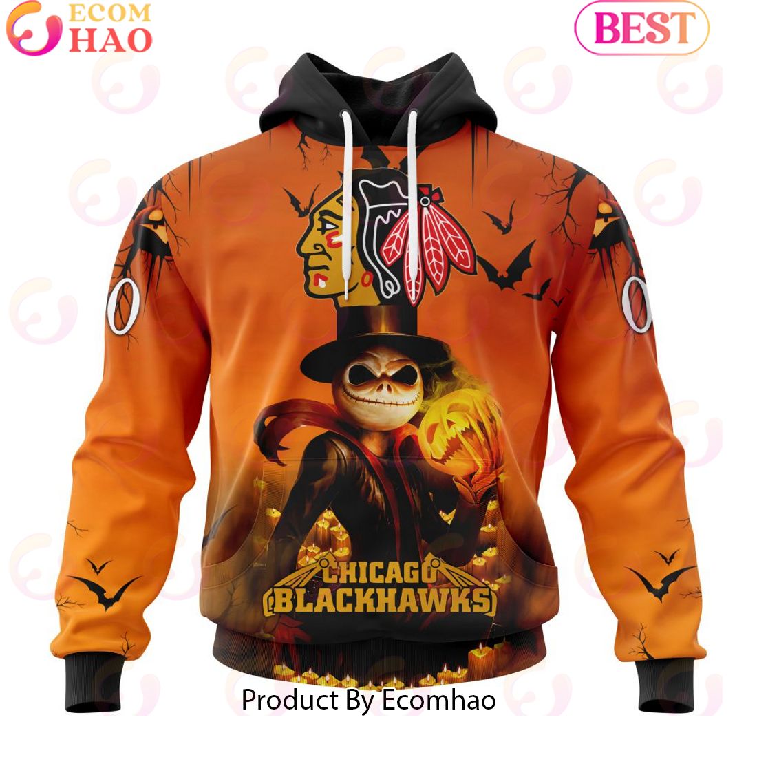 NHL Chicago Blackhawks X Jack Skellington Special Halloween Concepts 3D Hoodie