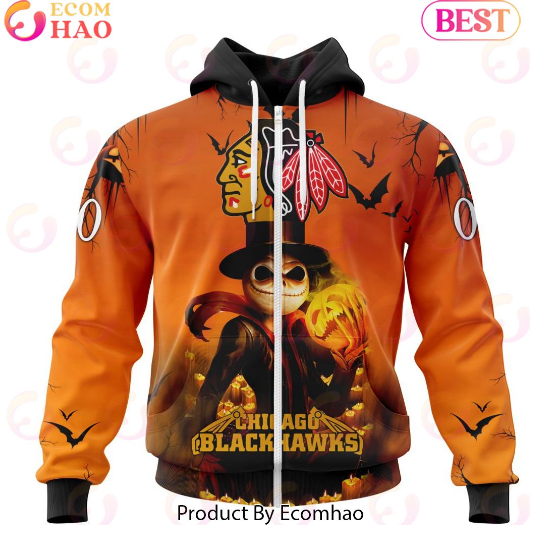 NHL Chicago Blackhawks X Jack Skellington Special Halloween Concepts 3D Hoodie