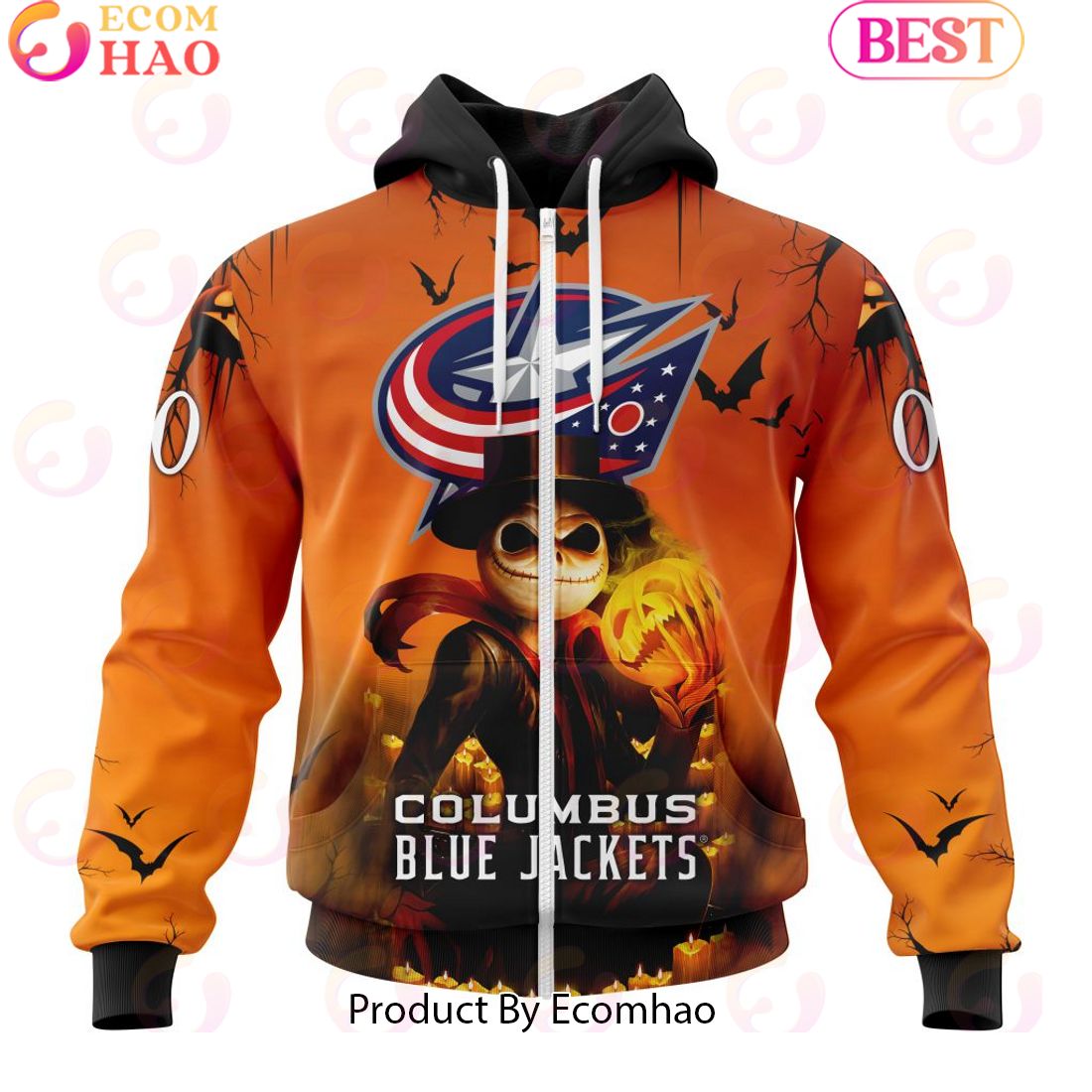 NHL Columbus Blue Jackets X Jack Skellington Special Halloween Concepts 3D Hoodie